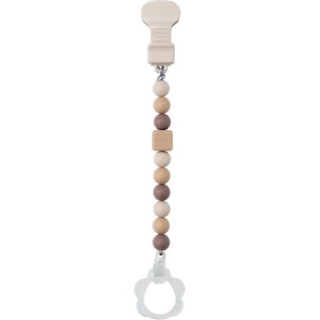 Nattou Silicone Pacifier Clip - Pacifier Chain - Universal - Bpa Free - Brown