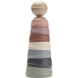 Bibs Wobbly Tower Stacking Cups 8 Piece Baby Toy with Rattling Ball - Pastel Rainbow