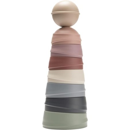 Bibs Wobbly Tower Stacking Cups 8 Piece Baby Toy with Rattling Ball - Pastel Rainbow