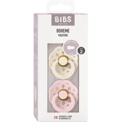 BIBS Boheme Soother BPA Free Round Nipple Size 2 (6-18 Months) Ivory/Blossom - Pack of 2