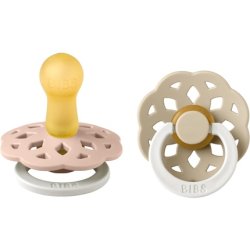 BIBS Boheme Glow in The Dark Soother BPA Free Round Nipple Latex Size 1 (0-6 Months) Blush Glow/Vanilla Glow - Pack of 2