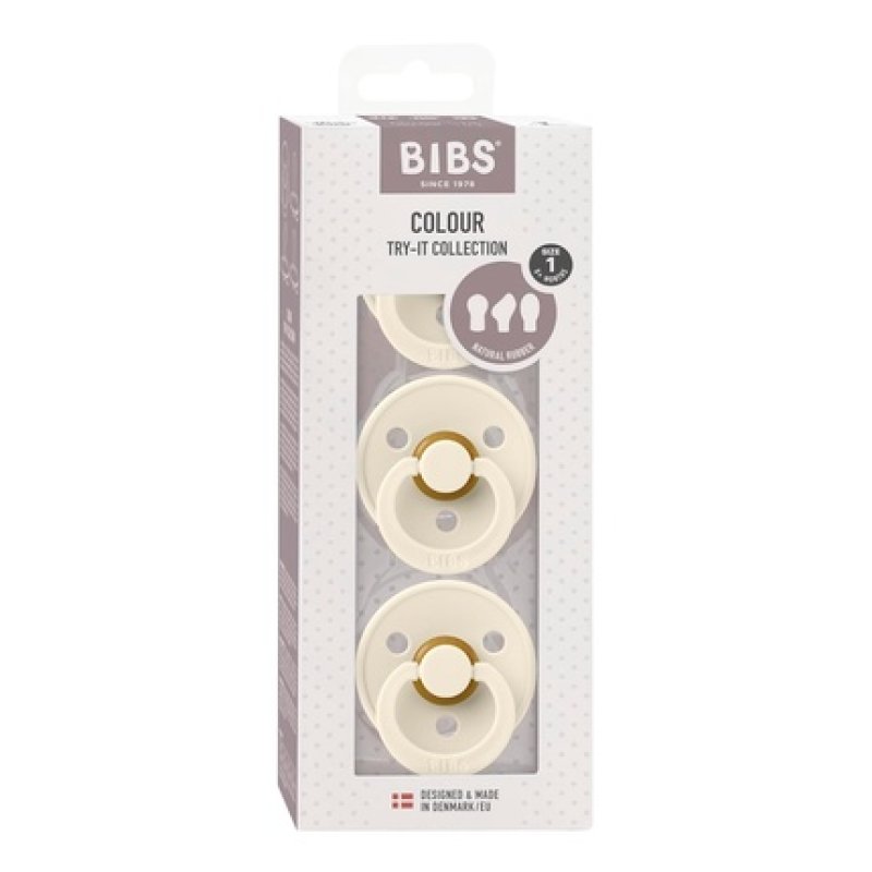 BIBS Colour Try-It Collection: 3 Pacifiers for the Unique Needs of Your Baby, Cherry Shape, Symmetrical and