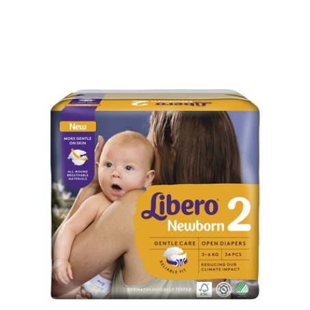 Libero Newborn T2 Diapers 34 Units