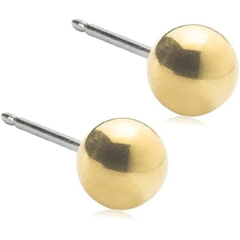 Blomdahl Hypoallergenic Golden Titanium Ball Stud Earrings 5mm Gold