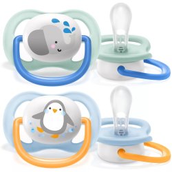 Philips Avent Ultra Air Boy Elephant/Penguin Pacifier 0-6m