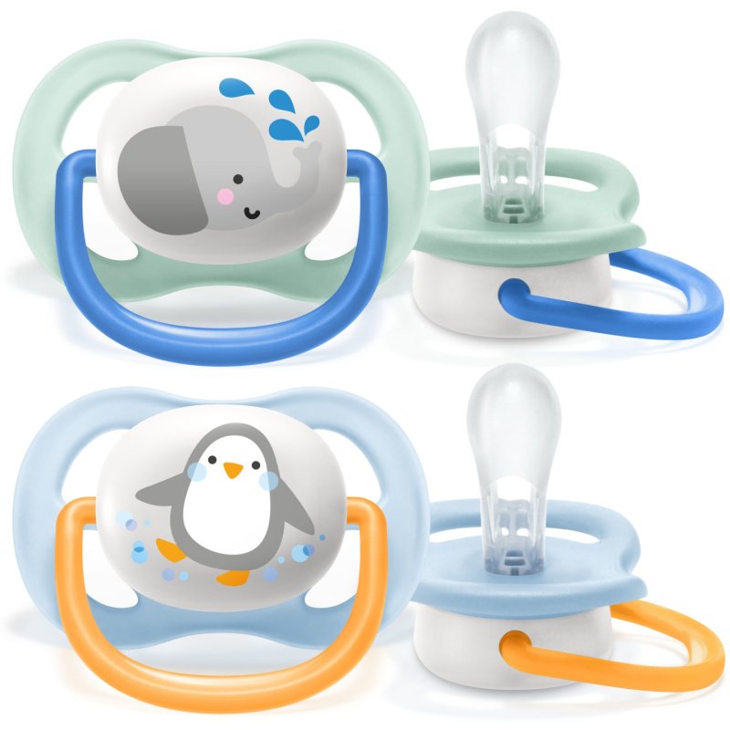 Philips Avent Ultra Air Boy Elephant/Penguin Pacifier 0-6m