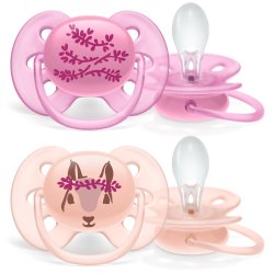Avent Avent Girl's Ultra Soft Deco Soother 618 Months 2 Pack