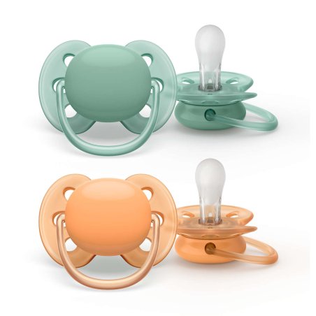 Philips Avent Ultra Soft Pacifier Green And Ochre 06 Months Duo