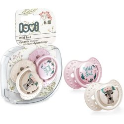 Lovi Soother 6-18 Months, Baby Dummies With Silicone Teat, Dynamic Tip, Wild