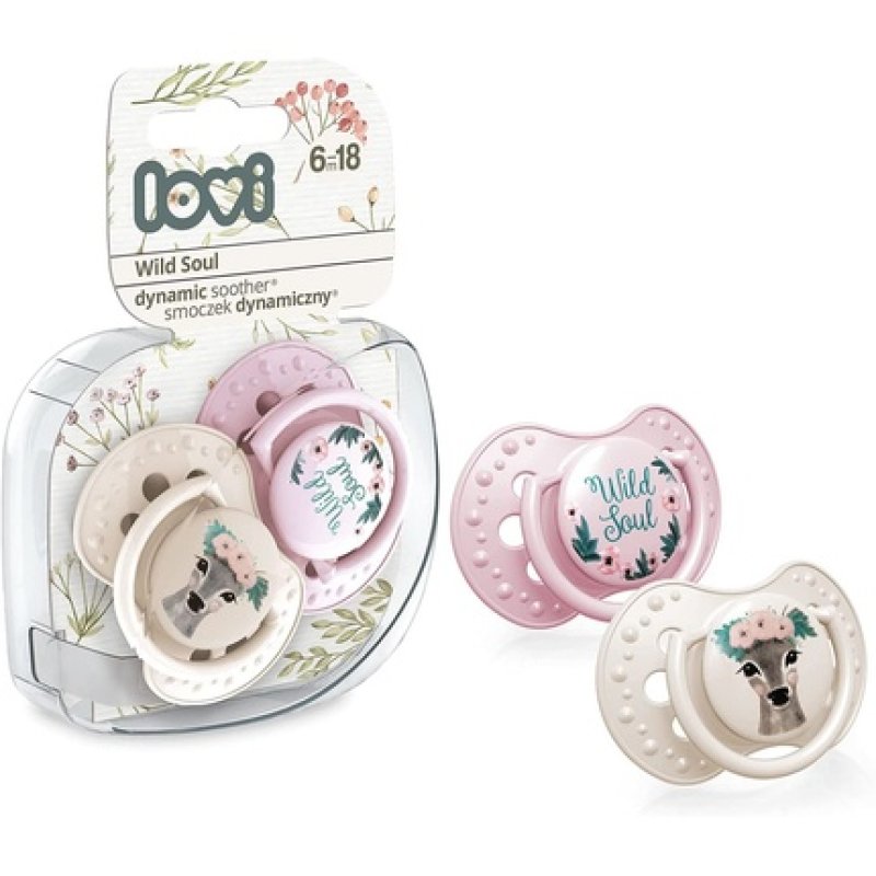 Lovi Soother 6-18 Months, Baby Dummies With Silicone Teat, Dynamic Tip, Wild