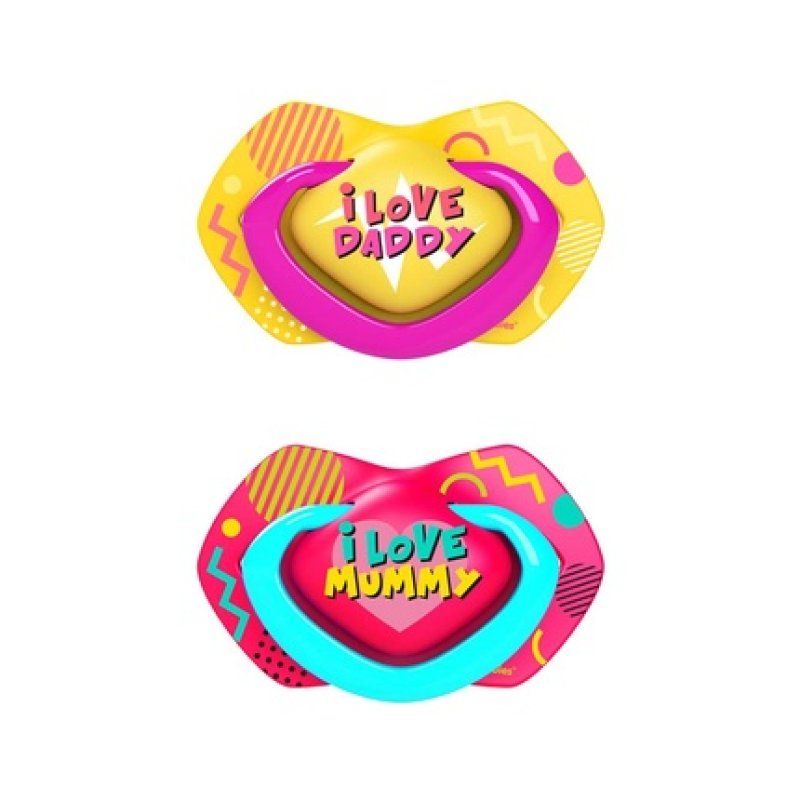 Canpol Babies Silicone Pacifier Neon Love Girl 0-6m - Pack of 2