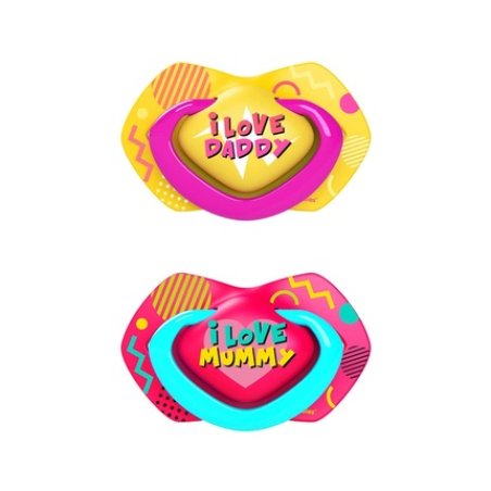 Canpol Babies Silicone Pacifier Neon Love Girl 0-6m - Pack of 2