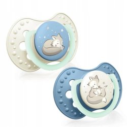 LOVI Dynamic Pacifier BPA-Free Silicone Pacifier with Additional Openings Glow in the Dark Pacifier Hygiene Cover Blue