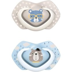 Canpol Symmetrical Silicone Dummy Bonjour Paris Blue 6-18 Months - Pack of 2
