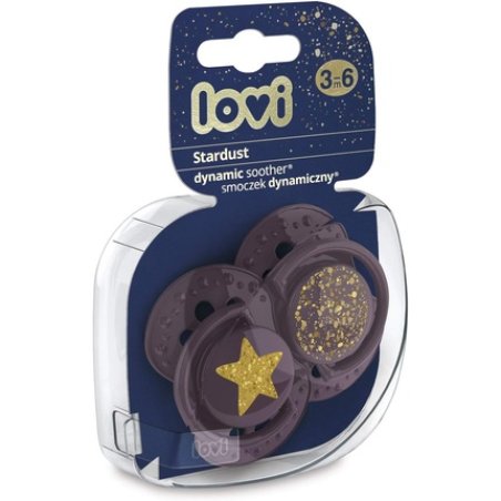 Lovi Soother 3-6 Months Baby Dummies with Silicone Teat and Dynamic Tip - Stardust