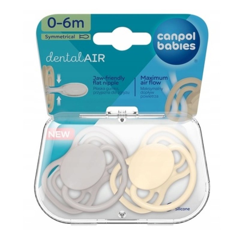 Canpol Babies Symmetrical Silicone Pacifier Cream Nude 23228 06 Months 2 Pieces
