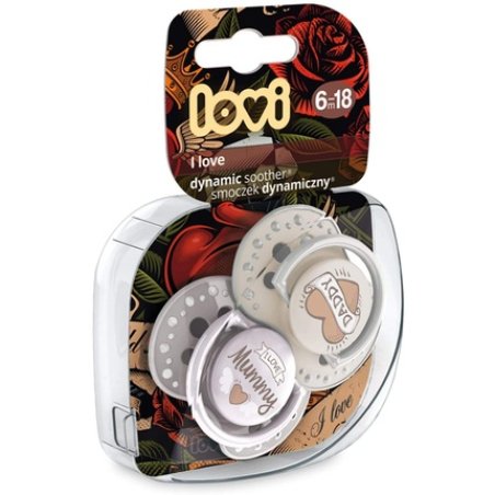 Lovi Soother 6-18 Months, Baby Dummies With Silicone Teat, Dynamic Tip, I Love