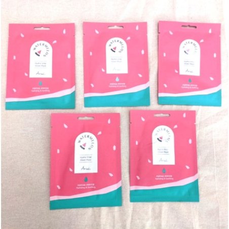 5 Piece Sheet Mask Lot Watermelon Vegan Ariul Pore Feel Brilliant Hydrating
