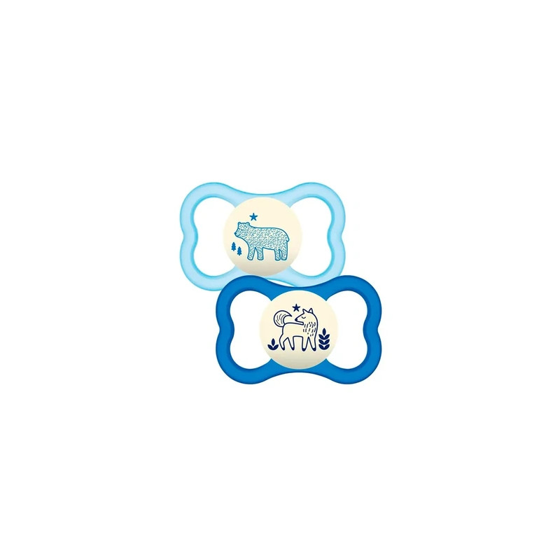 Mam Baby Dummy Nighttime 6 Blue Silicone Pack Of 2