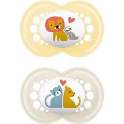 Mam Original Silicone Pacifier For 6-16 Months - Yellow-Beige, 2 Pieces