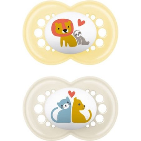 Mam Original Silicone Pacifier For 6-16 Months - Yellow-Beige, 2 Pieces