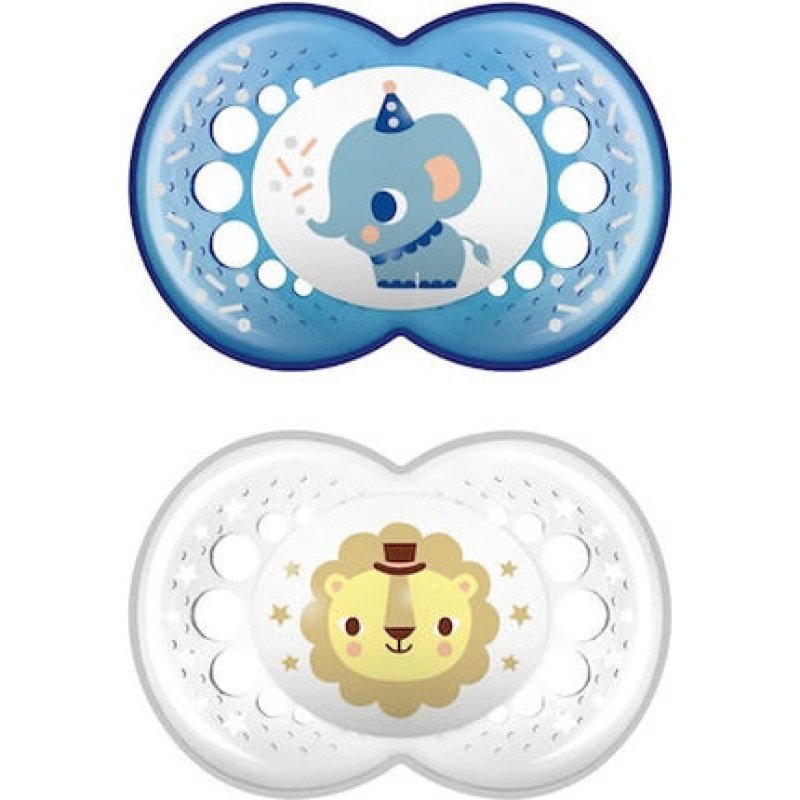 Mam Original Orthodontic Silicone Pacifier For Boys, 16 Months, 2 Pieces