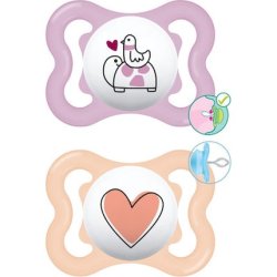 Mam Supreme Silicone Pacifier For Girls, 2-6 Months, 2 Pieces