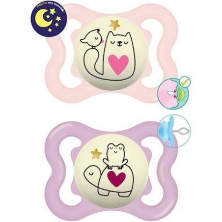 Mam Supreme Night Silicone Pacifier For Girls 2-6 Months - 2 Pieces