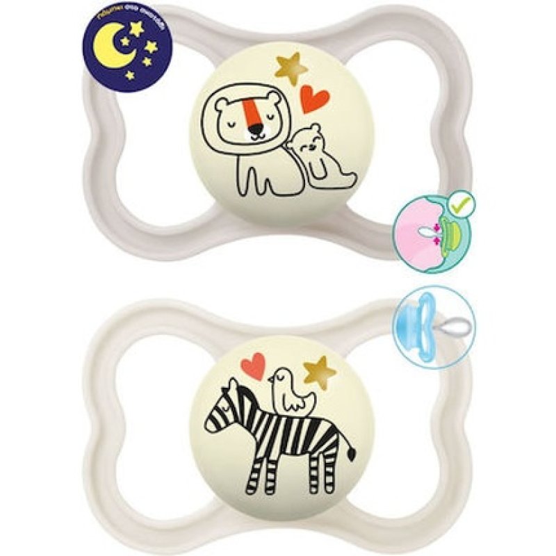Mam Supreme Night Orthodontic Silicone Pacifiers For Unisex 6-16 Months - 2 Pack
