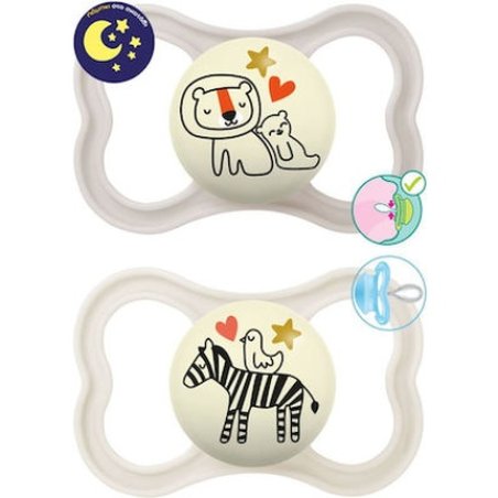 Mam Supreme Night Orthodontic Silicone Pacifiers For Unisex 6-16 Months - 2 Pack