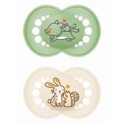 Mam Original Orthodontic Silicone Pacifiers 16 Months Green/Beige 2 Pack