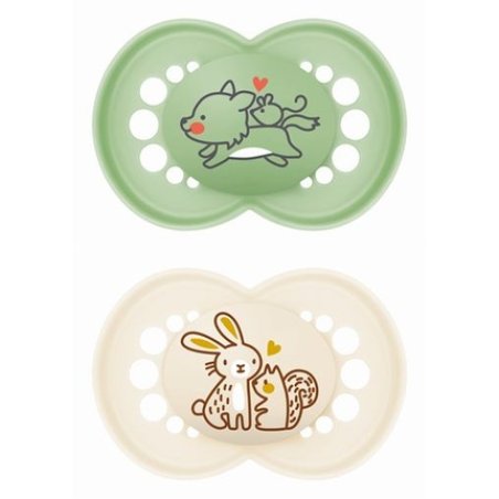Mam Original Orthodontic Silicone Pacifiers 16 Months Green/Beige 2 Pack