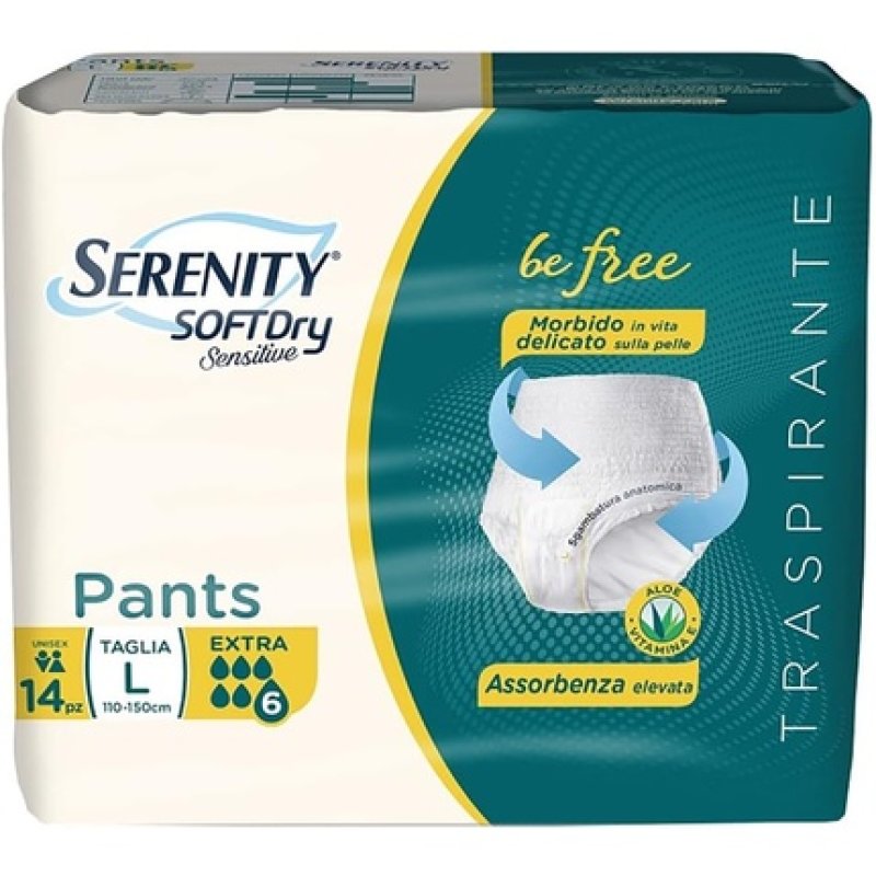 Serenity Soft Dry Sensitive Be Free Pants Size L Adult Diapers