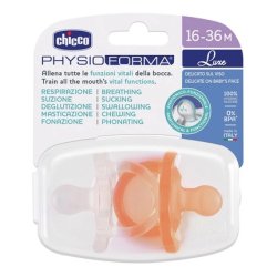Chicco Physioforma Luxe Silicone Pacifier 16-36 Months Orange, Clear - 2 Pieces