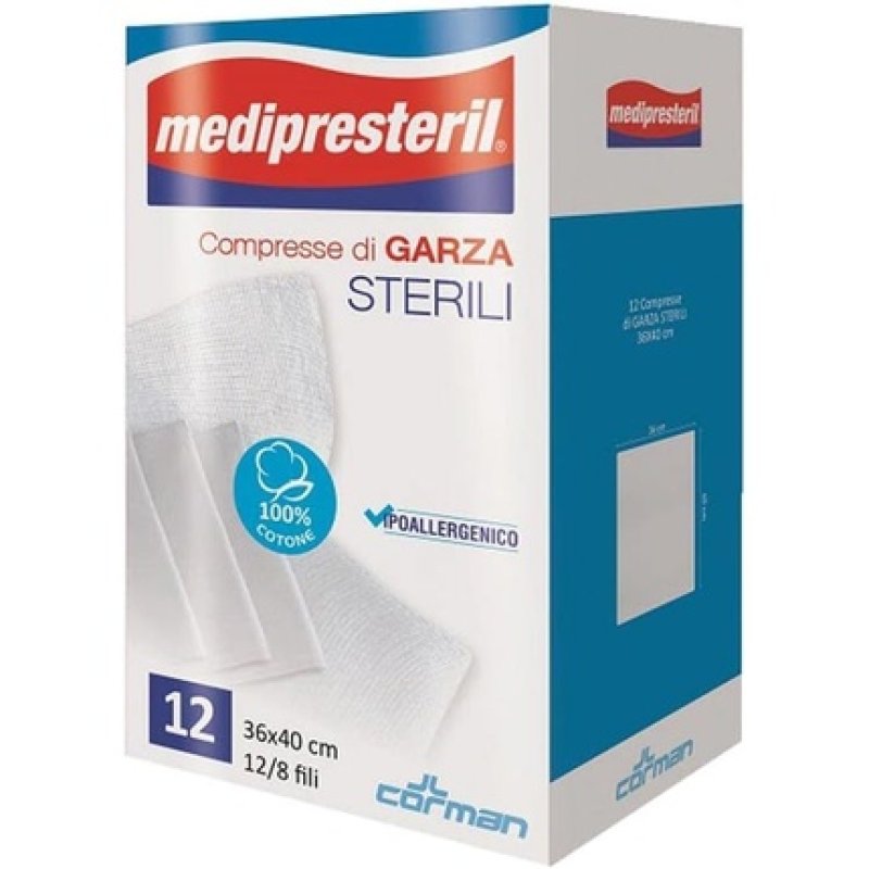Medipresteril Sterile Gauze Compress 36x40 Cm 128 Threads 12 Pieces