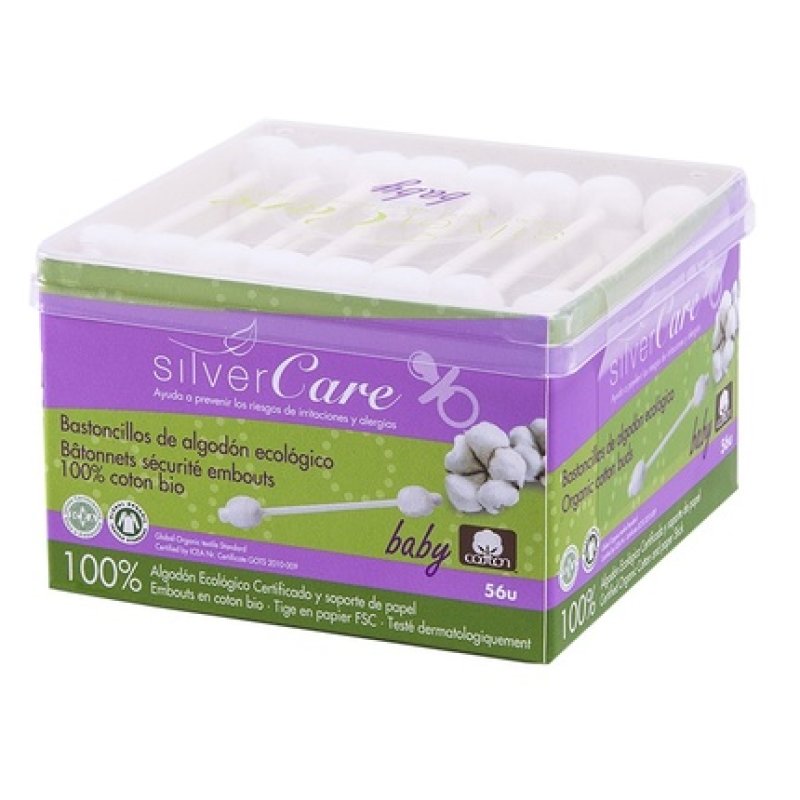 Silver Care Organic Cotton Ear Swabs For Infants And Children - 56 Pieces