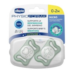 Physioforma Silicone Pacifier For Soothing Micro 0-2 Months Glowing 2 Pieces