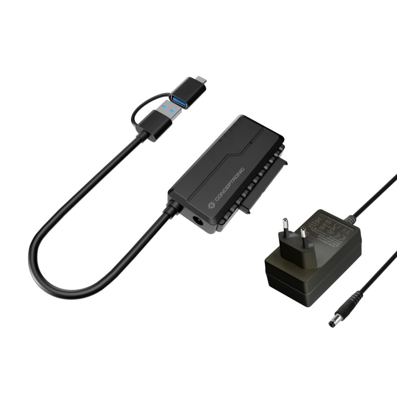 CONCEPTRONIC Adapter USB-A/-C3.0-SATA 22Pin St/Bu schwarz