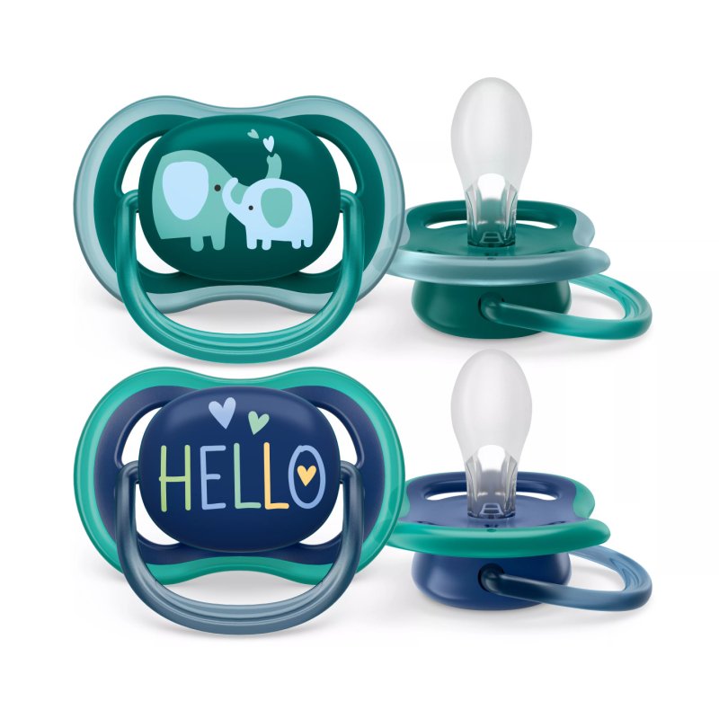Philips Avent Ultra Air Pacifier Elephants And Hello 18 Months Duo