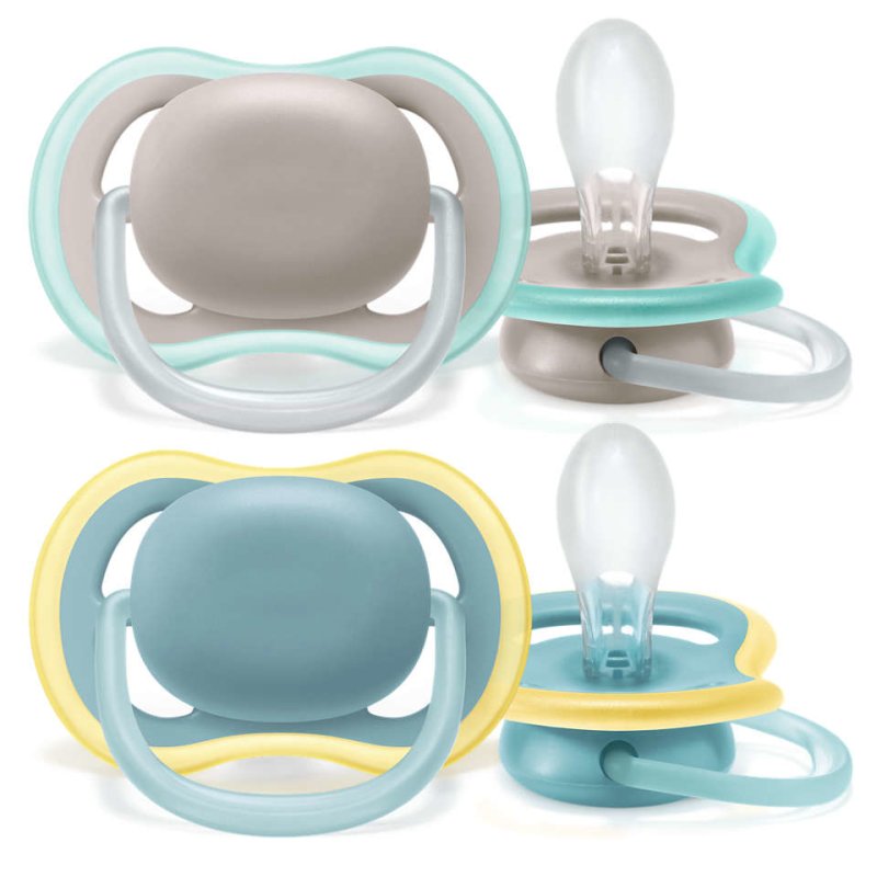 Avent Philips Avent Orthodontic Silicone Pacifiers Ultra Air For 18 Months Grey-Blue 2 Pack