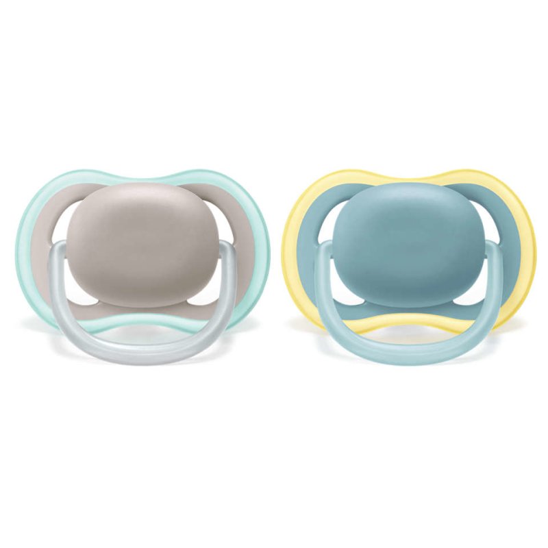 Avent Philips Avent Orthodontic Silicone Pacifiers Ultra Air For 18 Months Grey-Blue 2 Pack