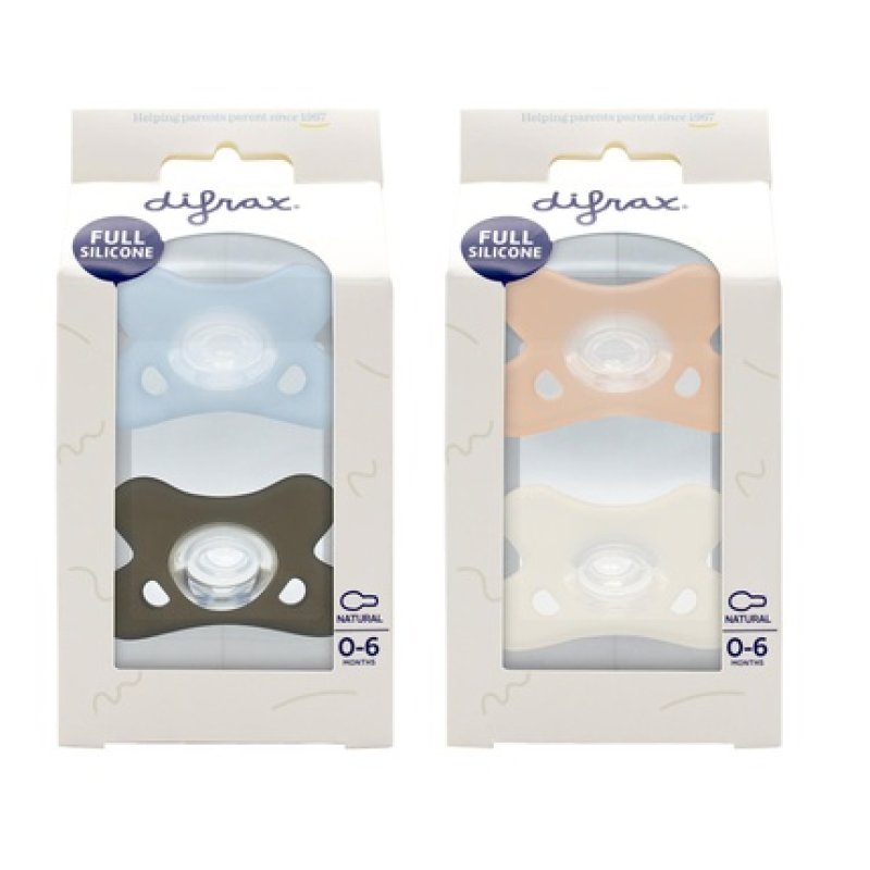 Difrax Natural Silicone Pacifier 0-6 Months Assorted