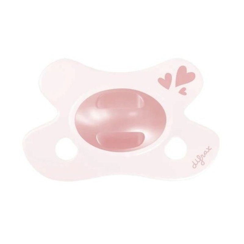 Difrax Natural Little Venture Newborn Soft Pink Hearts Pacifier