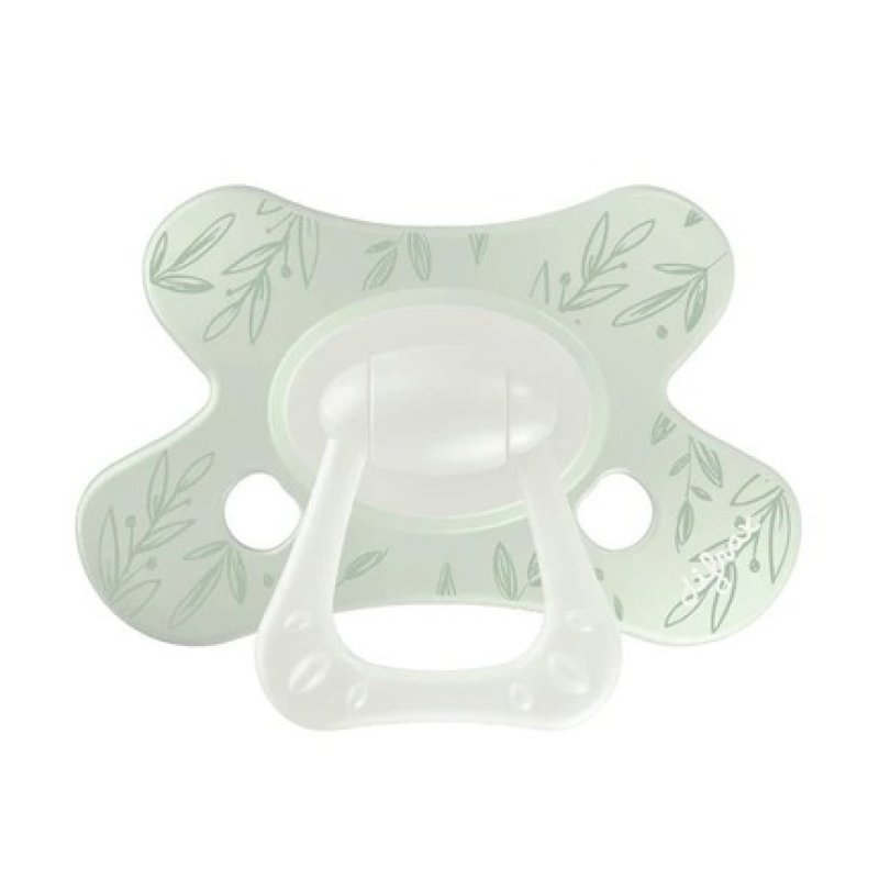 Difrax Natural Pacifier Little Venture 6 Months Dusty Green Leafs