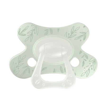Difrax Natural Pacifier Little Venture 6 Months Dusty Green Leafs