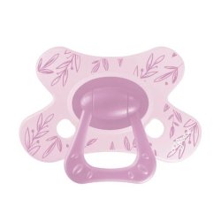 Difrax Natural Pacifier Little Venture 12 Months Berry Pink Leafs