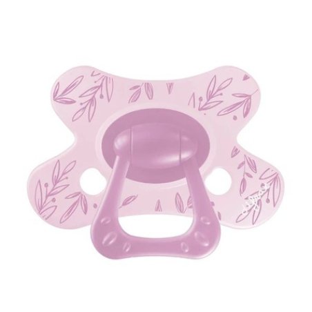 Difrax Natural Pacifier Little Venture 12 Months Berry Pink Leafs