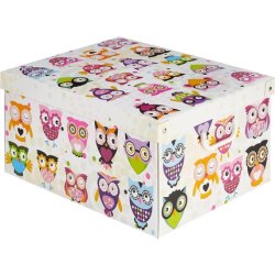 Lavatelli Kanguru Decorative Storage Box With Handles And Lid Collection Owls 50x39x24 Cm