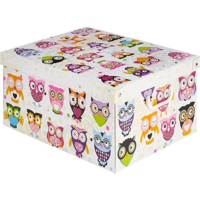 Lavatelli Kanguru Decorative Storage Box With Handles And Lid Collection Owls 50x39x24 Cm