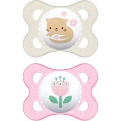 Mam Original Silicone Pacifier For 2-6 Months - Pink And White, Pack Of 2